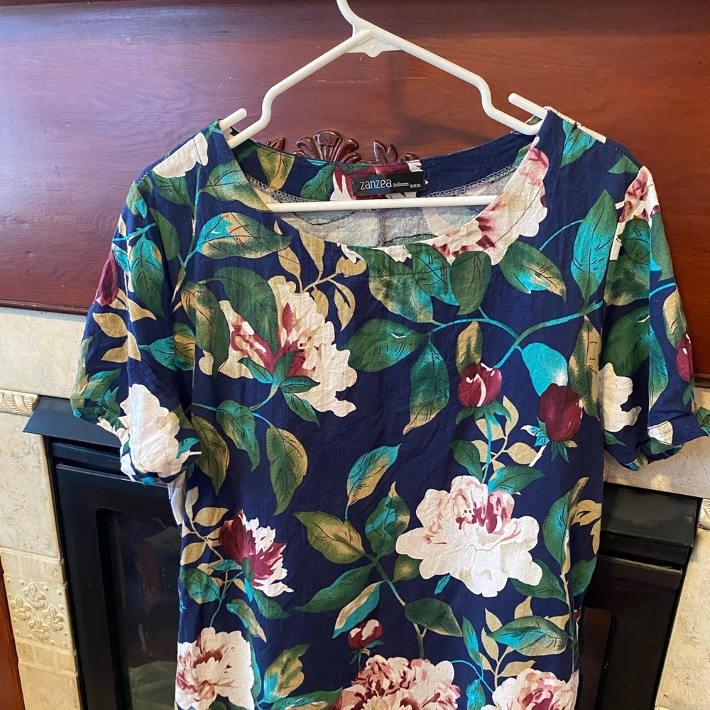 XXXL Floral Print Mini Cotton Dress